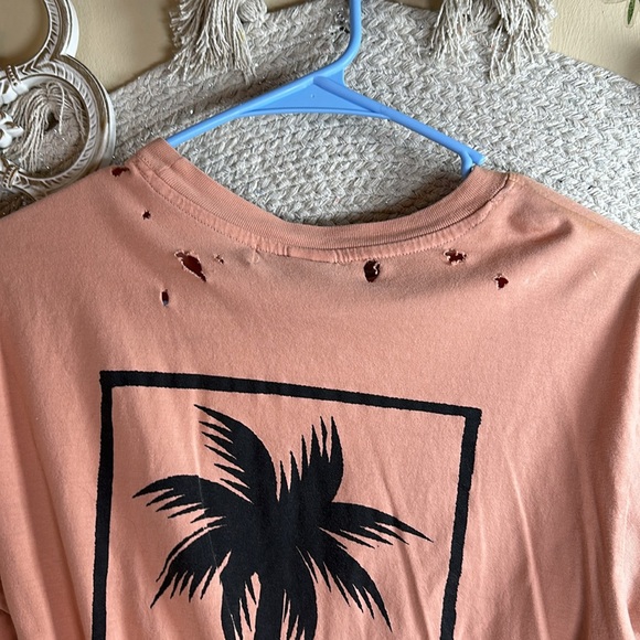 H&M Orange Hawaii distressed, cropped short, sleeved shirt - Picture 6 of 8